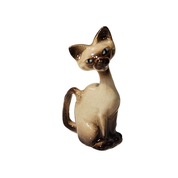 Vintage Hagen Renaker Siamese Cat Miniature Figurine Non Disney Si Face Right